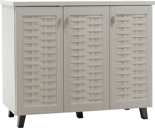 Mantam Wooden Shoe Organizer with 8 Shelves White / Grey 115.5x40x92cm