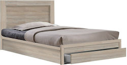 Life Κρεβάτι Ημίδιπλο Ξύλινο Sonoma με Συρτάρια & Τάβλες 110x200cm