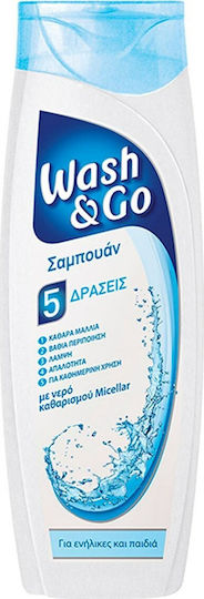 Wash & Go Micellar Water Water Σαμπουάν Ενυδάτωσης για Όλους τους Τύπους Μαλλιών 400ml