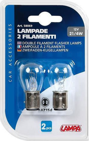 Lampa Λάμπες Αυτοκινήτου Double Filament Lamp P21/4W 12V 21W 2τμχ