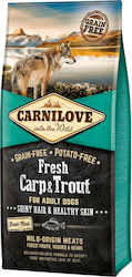 Carnilove Fresh Carp & Trout 12кг Суха храна без Зърнени Храни за възрастни кучета с Сьомга и Риба