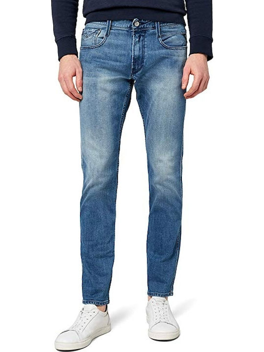 Anbass Men's Elastic Jeans Pants With Slim Fit Blue