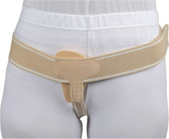 Medical Brace MB/5000 Elastischer Leistenbruchgürtel einfach mit PAD Αbdominalbandage Rechte Seite in Beige Farbe