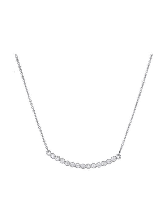 9K White gold necklace with cubic zirconia bar 031061 031061 Gold 9 Carat gold