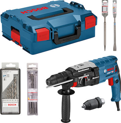 Bosch GBH 2-28 F Professional Schlagbohrer Bohrhammer mit 880W Strom L-Boxx & Σετ Τρυπάνια SDS Plus και Rubust Line