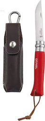 Opinel N°08 Sheath Taschenmesser Bushwhacker Red mit Klinge aus Stahl in Scheide