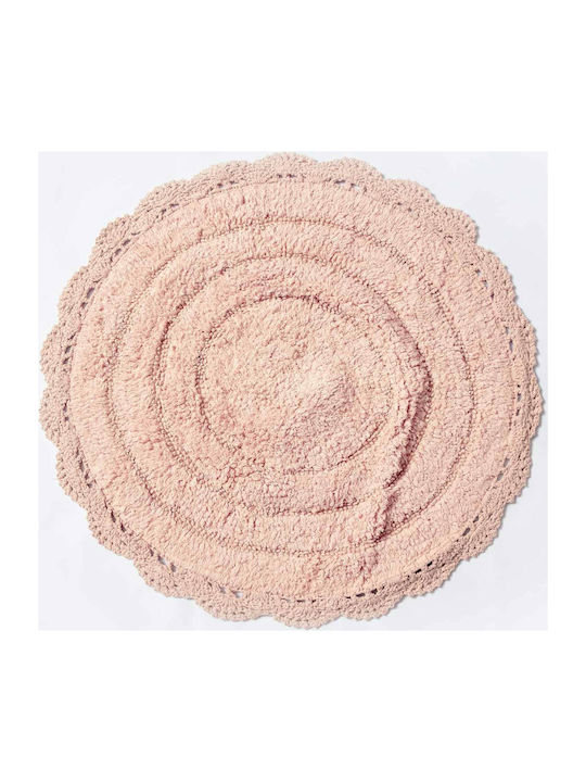 Palamaiki Bath Mat Cotton Round Modeo Blush Wid...