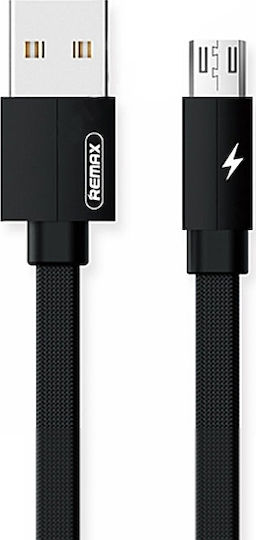 Remax Kerolla RC-094m Плетена / Равен USB 2.0 до микро USB кабел Черен 2м 1бр
