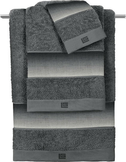 Guy Laroche Σετ Πετσέτες Μπάνιου 3τμχ Mykonos Anthracite Βάρους 500gr/m²