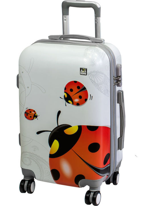 A2S Ladybird Kabinenkoffer Hart Weiß mit 4 Räde...