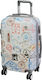 A2S World Stamps Cabin Hard Multicolour Suitcase with 4 Wheels Height 55cm