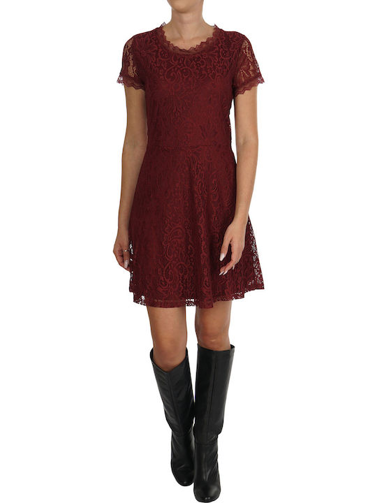 Only Mini Evening Dress Shirt Dress with Lace Bordeaux