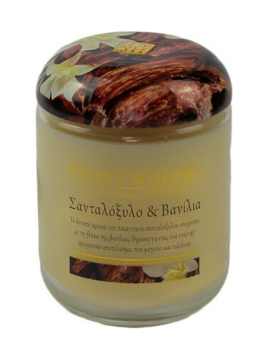 Heart & Home Lumânare Aromată de Soia Σανταλόξυλο & Βανίλια Borcan cu Aromă Lemn de santal și vanilie Bej 115gr 1buc