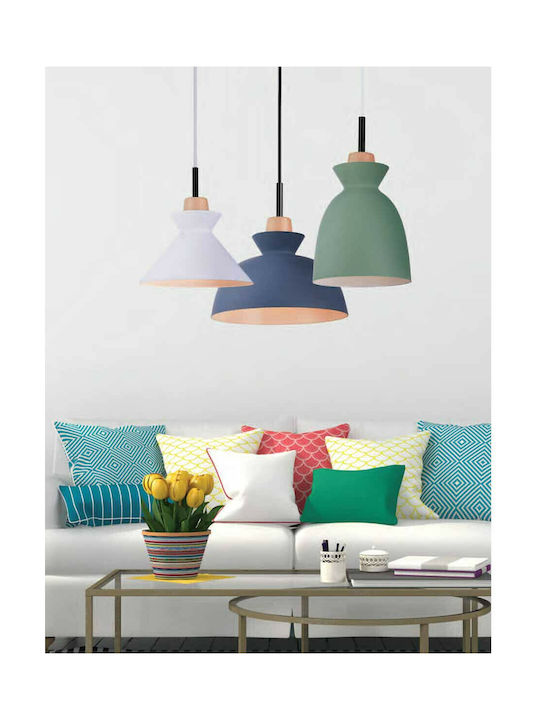 Zambelis Lights Hängelampe Blau Glocke mit Fassung E27 28cm.