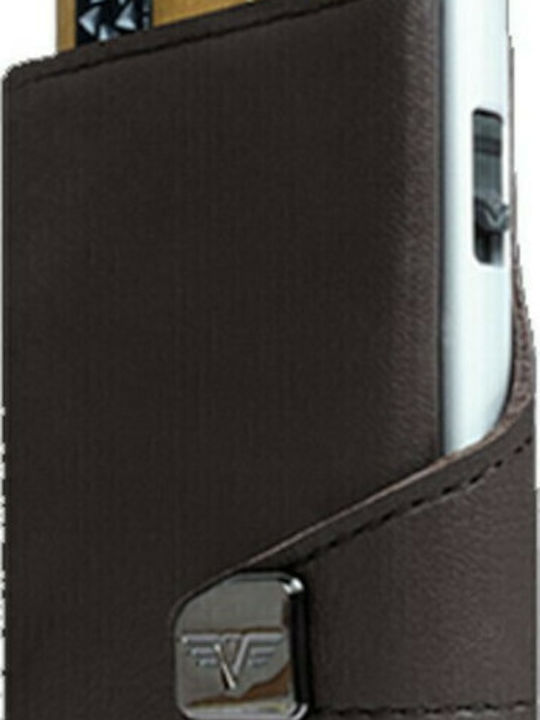 Click & Slide Δερμάτινο Ανδρικό Πορτοφόλι Καρτών με RFID και Μηχανισμό Slide Καφέ