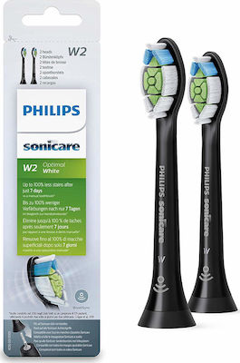 Philips Sonicare W2 Optimal White Standard Ανταλλακτικές Κεφαλές για Ηλεκτρική Οδοντόβουρτσα Black HX6062/13 2τμχ