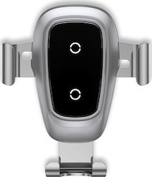 Baseus Handyhalterung Auto Metal Wireless Charger Gravity Mount mit verstellbaren Haken und Drahtloses Laden Silber