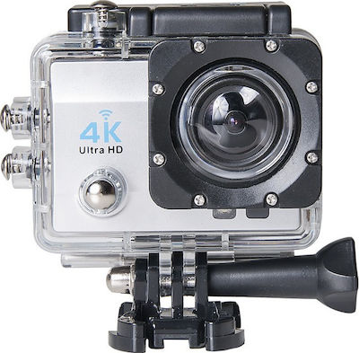 CM02 Action Camera 4K Ultra HD Υποβρύχια (με Θήκη) Ασημί με Οθόνη 2"