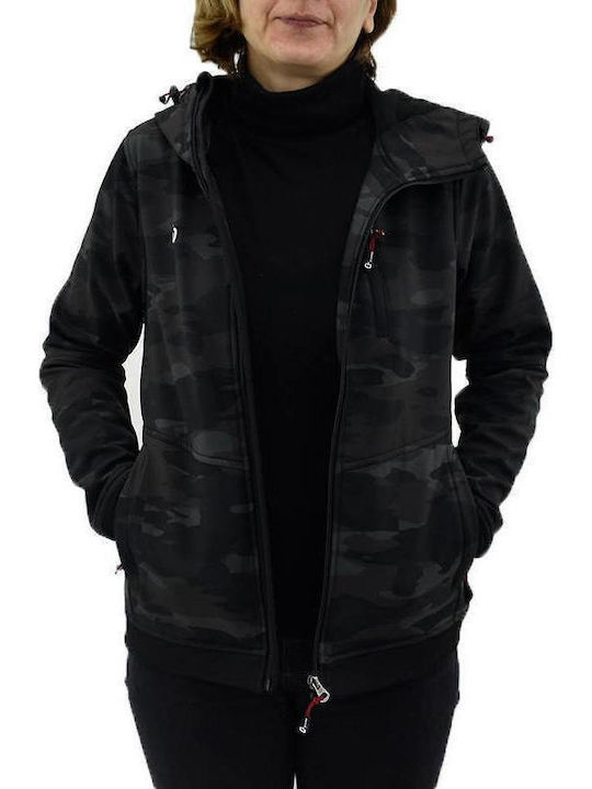 Women's Short Sports Jacket for Winter with Hood Khaki