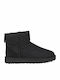 Classic Mini II Suede Women's Ankle Boots with Fur Black