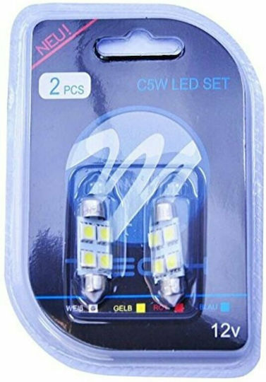 M-Tech Λάμπες Αυτοκινήτου C5W / C10W LED Λευκό 12V 1.36W 2τμχ