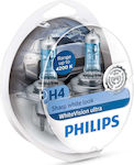 Philips Λάμπες Αυτοκινήτου WhiteVision Ultra H4 Αλογόνου 4200K Φυσικό Λευκό 12V 60W 2τμχ