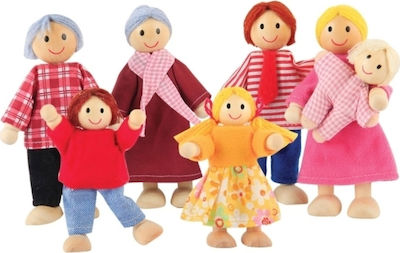 Beeboo Οικογένεια Set of Wooden Dolls for Dollhouse