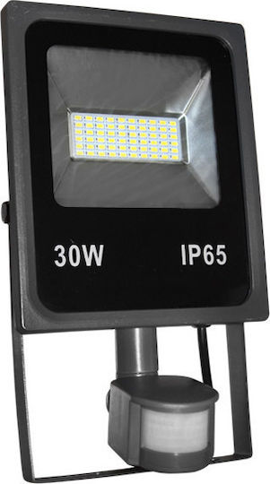 Adeleq LED Floodlight 30W Natural White 4000K with Motion Sensor and Photocell