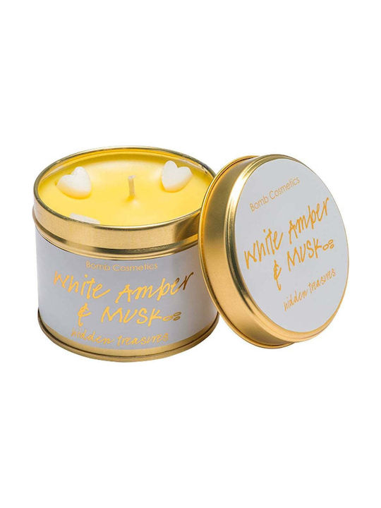 Bomb Cosmetics Scented Candle Amber & Musk Tinned Candle Jar Yellow 243gr 1pcs