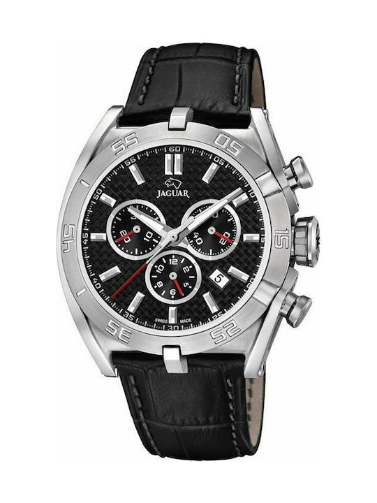 Jaguar Watch Chronograph Battery with Black Leather Strap J857/4