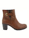 Boxer Leather Women's Ankle Boots with Medium Heel Tabac Brown