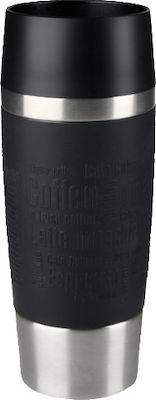 Tefal Travel Mug Glass Thermos Stainless Steel Black 500ml with Mouthpiece K30812