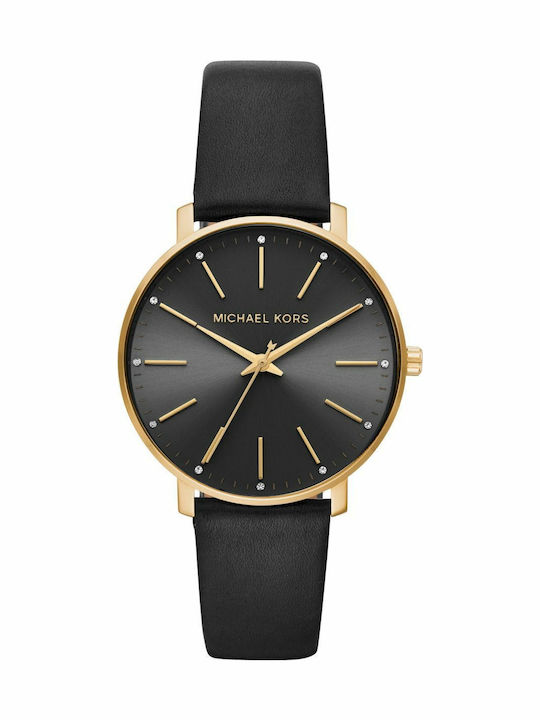 Michael Kors Pyper Γυναικείο Ρολόι 38mm Μπαταρίας με Μαύρο Δερμάτινο Λουράκι