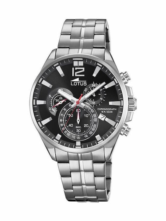 Lotus Watches Ceas Barbati 43mm Cronograf Baterie cu Brățară din Metal Argintie