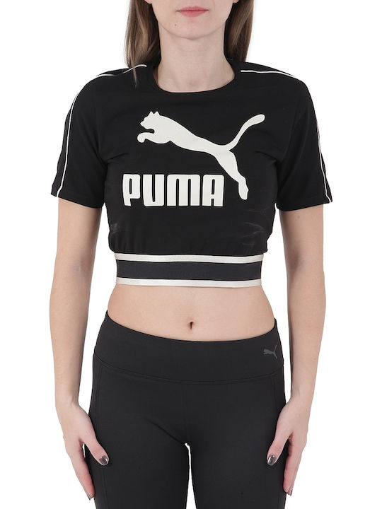 Puma Revolt Κοντομάνικο Crop Top Μαύρο