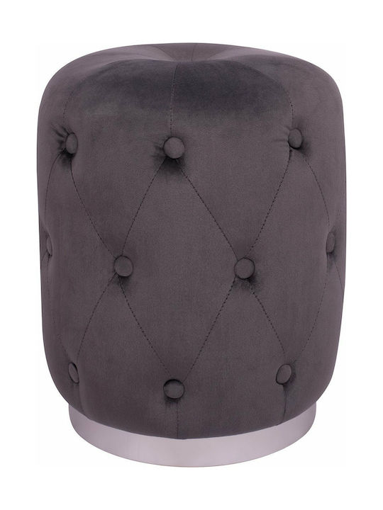 Stool For Living Room Upholstered with Velvet Torrie Gray 37x37x46cm