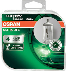 Osram Lamps Car Ultra Life H4 Halogen 12V 60W 2pcs