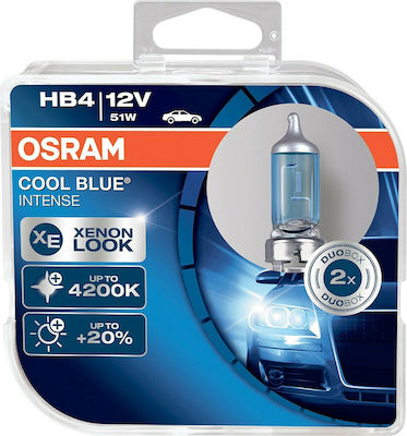 Osram Lămpi Autoturismului Cool Blue Intense HB4-9006 Halogen 4200K Alb natural 12V 51W 2buc