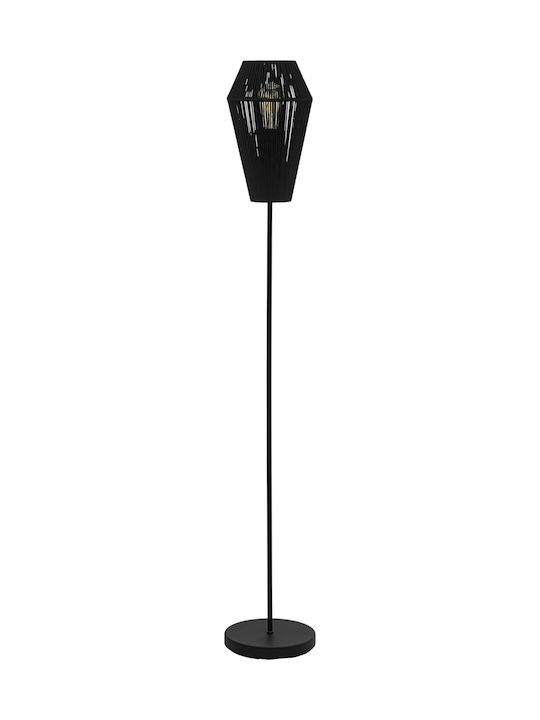 Eglo Palmones Oglindă vintage Lampă de podea Î145xL23cm. cu Soclu pentru Bec E27 Negru