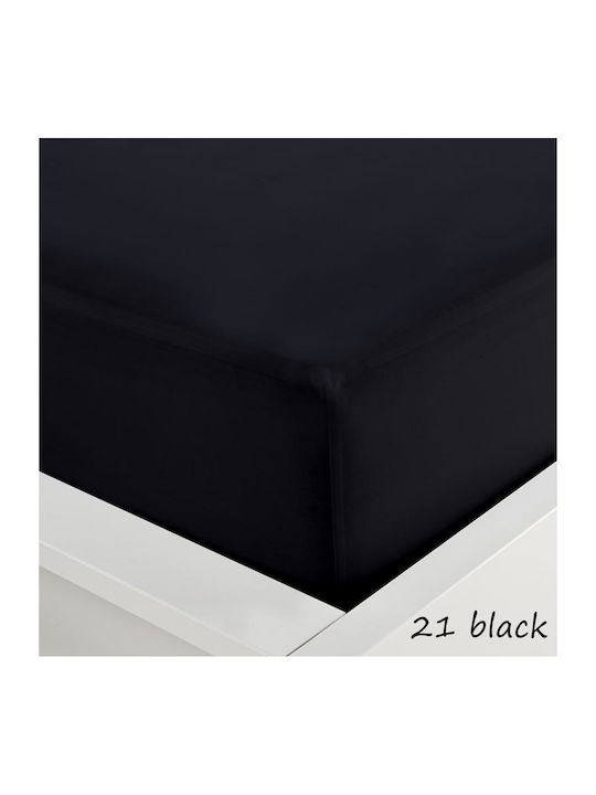 Sunshine Sheet for Single Bed with Elastic 100x200+20cm. Menta 152 Black 21