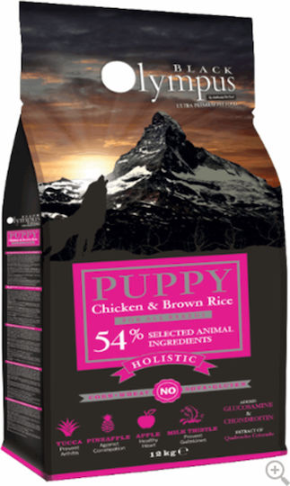 Black Olympus Puppy Holistic 12kg Trockenfutter ohne Gluten, mit wenig Getreide für Welpen mit Brauner Reis und Huhn