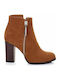 Sante Suede Women's Ankle Boots with High Heel Tabac Brown