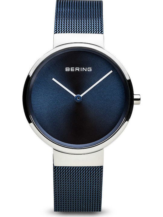Bering Time Women's Watch with Blue Metal Bracelet