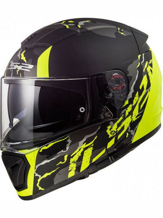 LS2 Breaker FF390 Full Face Helmet with Pinlock and Sun Visor ECE 22.05 1400gr feline matt black / H-V Yellow KR00205