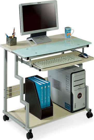 Zita Plus Computer Büro Holz Beige mit Metallbeinen 80x50x75cm
