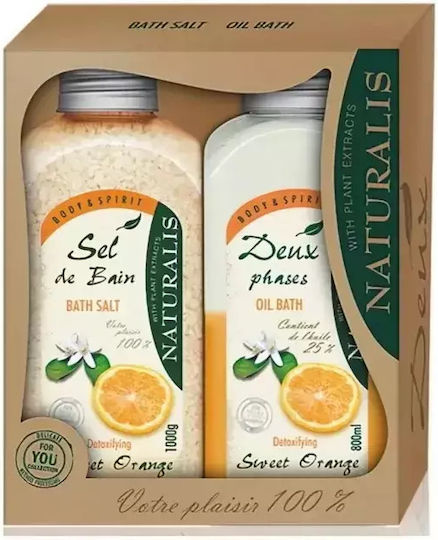 Naturalis Sweet Orange Bath Salts & Two Phase Bath Oil Hautpflegeset für Reinigung Körperreinigung