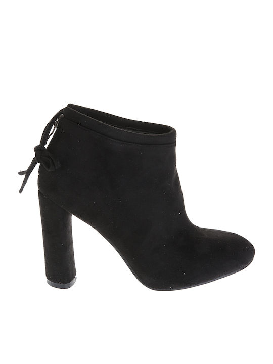 Suede Women's Ankle Boots with High Heel Black
