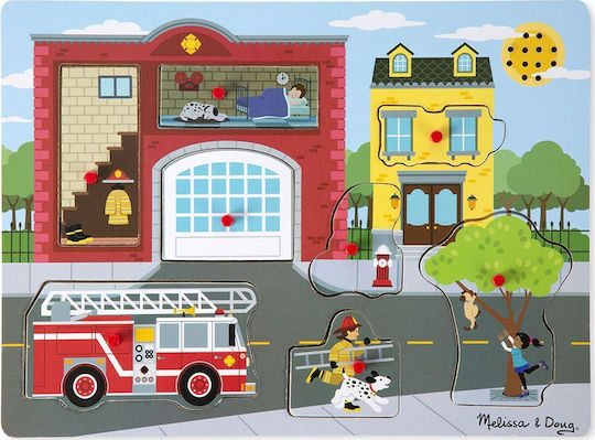 Holz Kinder Steckpuzzle Around the Fire Station Sound 8pcs Melissa & Doug