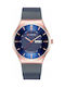 Curren Blue / Rose Gold Watch Battery with Blue Metal Bracelet