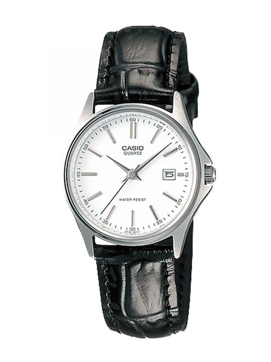 Casio Дамски Кварцов Часовник с Черна Кожена Каишка